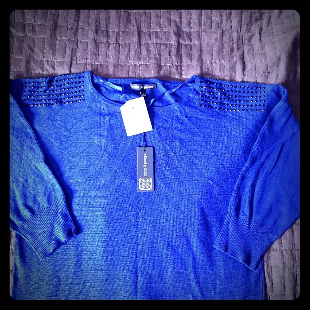 Royal blue 3/4 sleeve dressy sweater